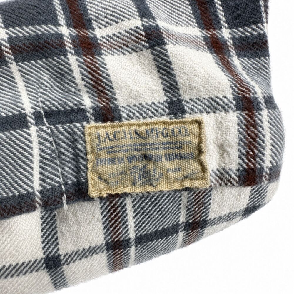 JACHS Mens Medium Flannel Shirt Gray Brown Plaid Cotton Button Up Pockets - Picture 6 of 7
